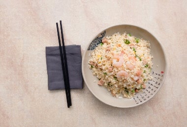 Arroz chino con camarones. Arroz chino con camarones.