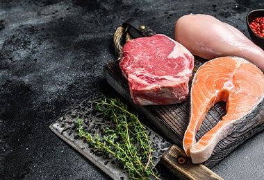 Ingredientes crudos de pollo, carne y pescado contaminación cruzada Ingredientes crudos de pollo, carne y pescado contaminación cruzada