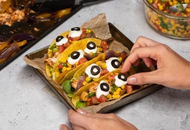 Tacos decorados para Halloween. Tacos caseros decorados para Halloween.