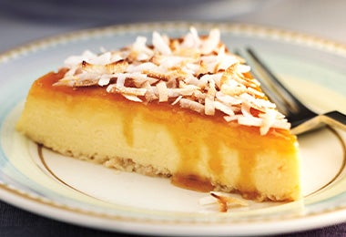 Flan con ralladura de coco.