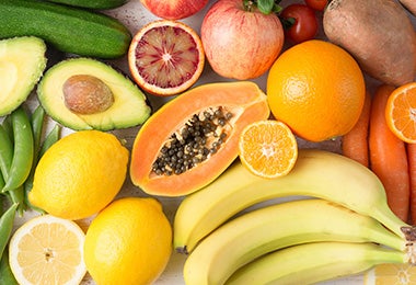 Variedades de frutas y papaya  