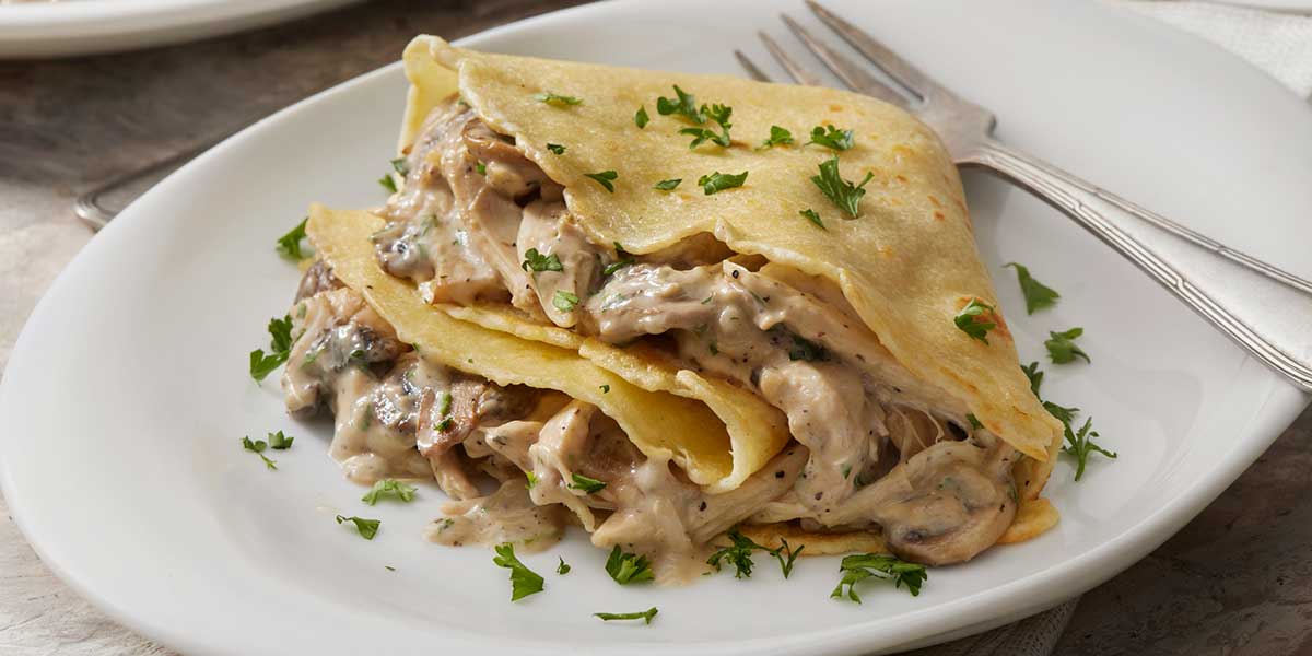 Crepes de pollo con champiñones