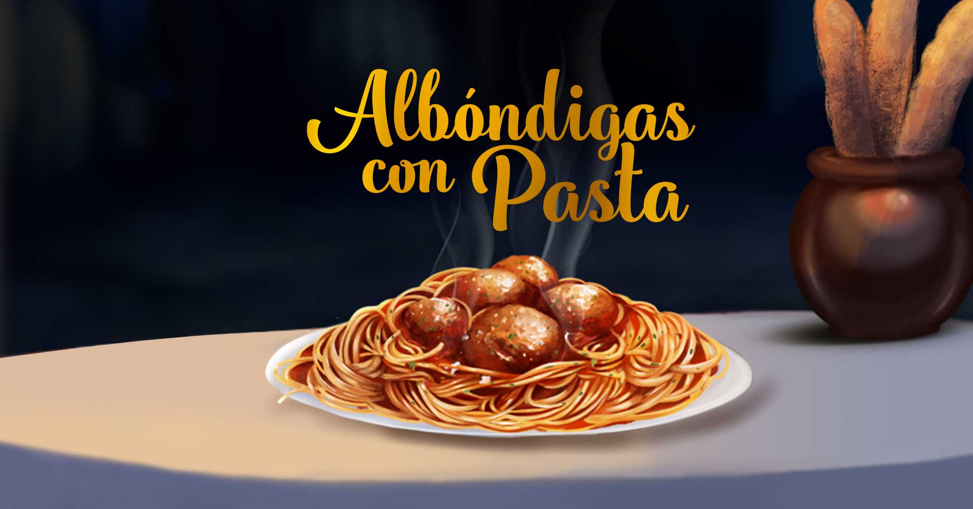 Pasta con albóndigas de carne