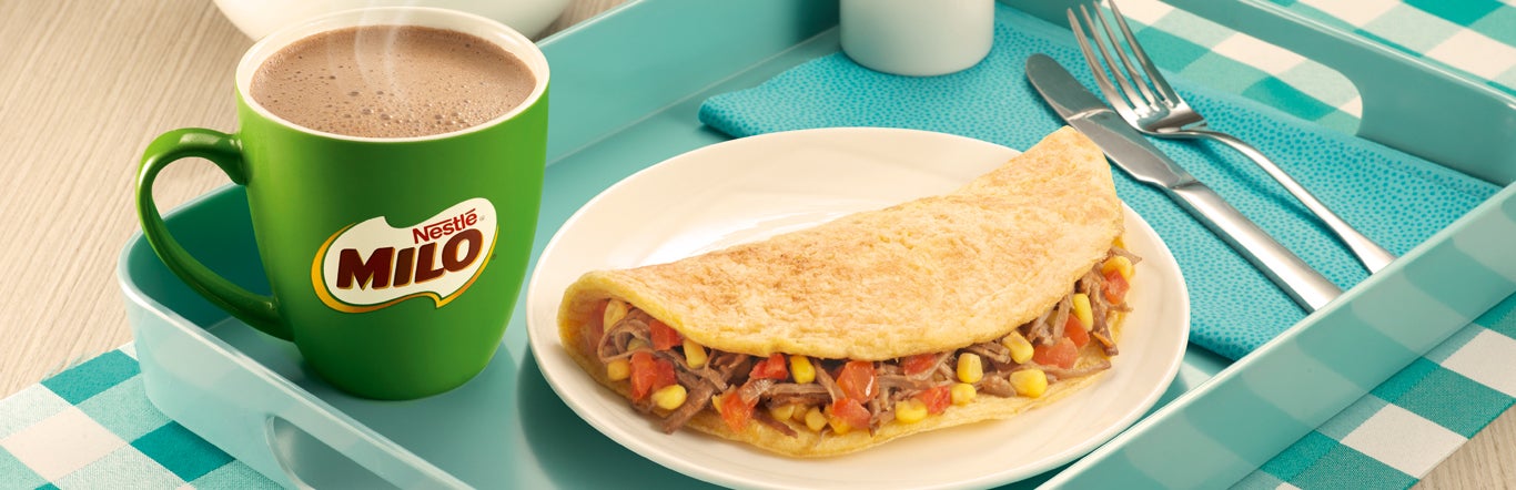 OMELETTE CALENDARIA ACOMPAÑADO CON MILO® CALIENTE