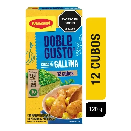Imagen frontal del producto Caldo de Gallina MAGGI Doble Gusto 12 cubos x 120g