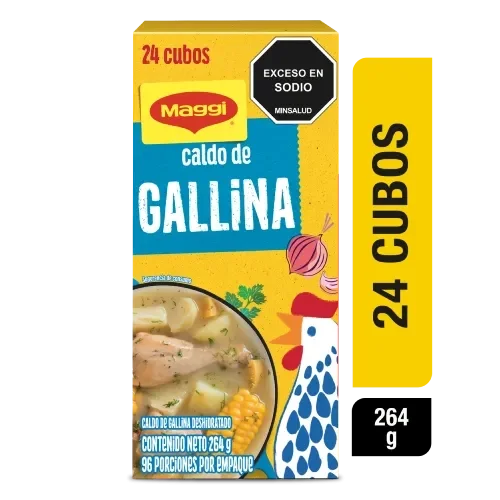 Imagen frontal del producto Maggi® Caldo de Gallina x 24 cubos x 264g caja