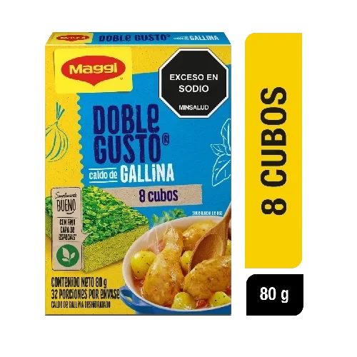 Imagen frontal del producto Caldo de Gallina MAGGI® Doble Gusto 8 cubos x 80g