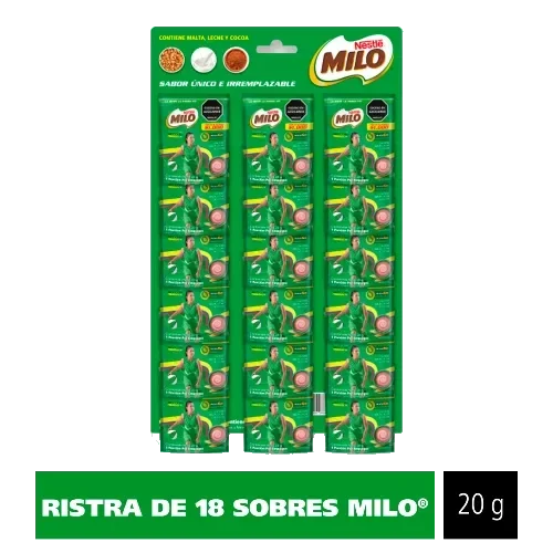 Ristra de 18 sobres MILO® en polvo x 20g c/u