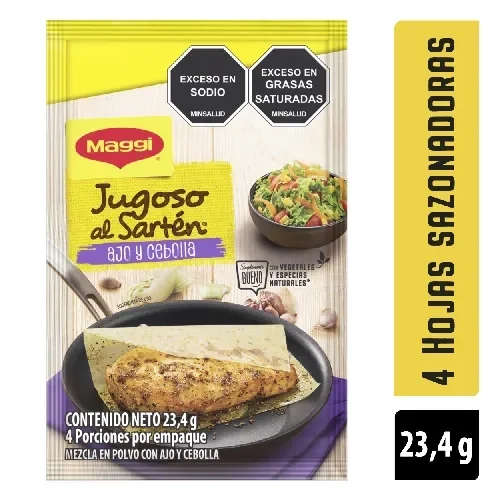 Imagen frontal del producto Hojas sazonadoras MAGGI Jugoso al Sartén Ajo y Cebolla x 23,4g