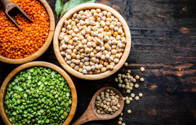 Semillas de garbanzo, lenteja y maíz de snacks salados
