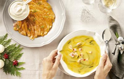 Plato con receta de gazpacho de salmón