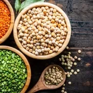 Semillas de garbanzo, lenteja y maíz de snacks salados