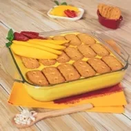 Una mousse de mango con galletas, una receta de postre deliciosa.
