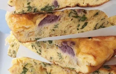 Frittata de acelgas puerros y aceitunas