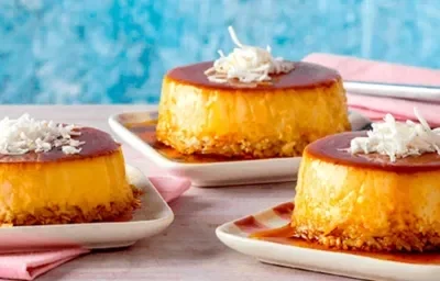 Flan de caramelo con jengibre y coco Flan de caramelo con jengibre y coco