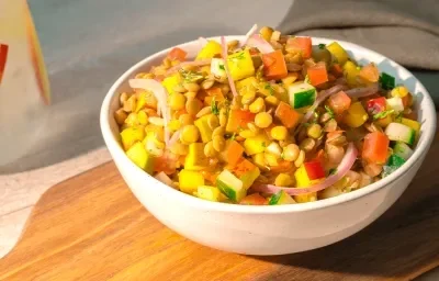 Ensalada de lentejas y mango con piel Ensalada de lentejas y mango con piel