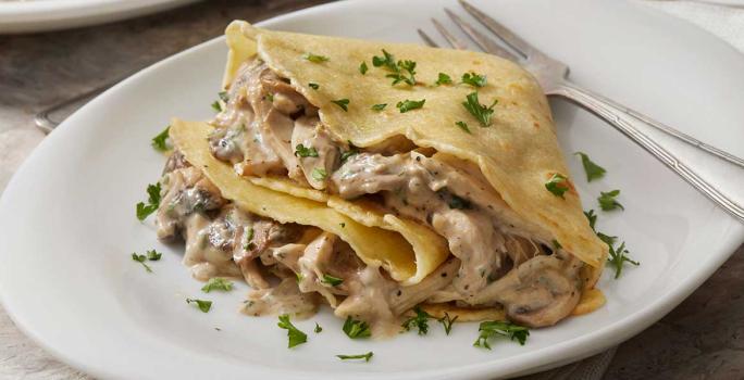 Crepes de pollo con champiñones