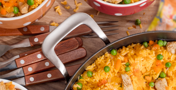 Arroz frito con pollo