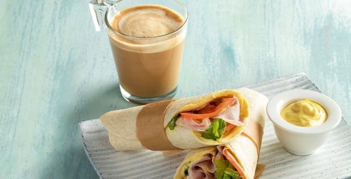 WRAP DE JAMÓN, QUESO Y MIEL MOSTAZA