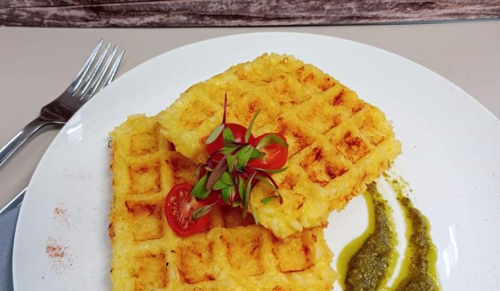 Waffles de arroz trasnochado