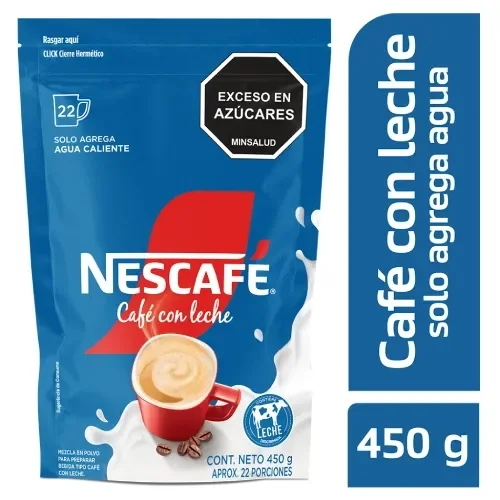 Imagen frontal del producto Café con Leche NESCAFÉ soluble x 450g