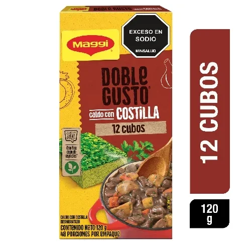 Imagen frontal del producto Caldo con Costilla MAGGI Doble Gusto 12 cubos x 120g