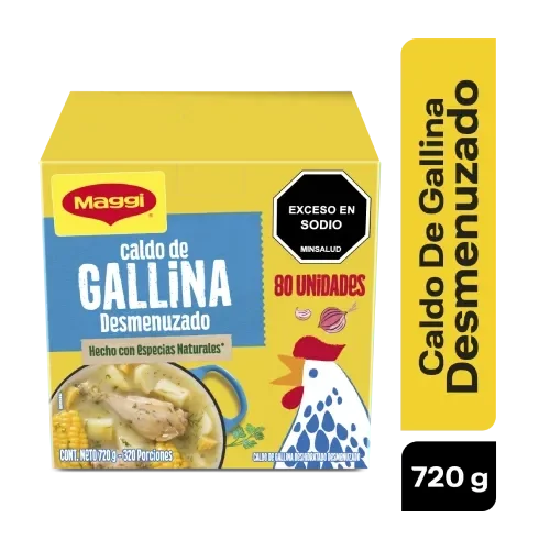 Imagen frontal del producto Caldo de Gallina MAGGI Desmenuzado 80 sobres x 720g