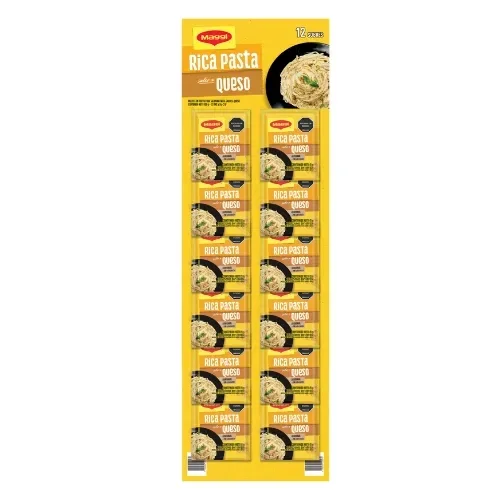 Imagen frontal del producto Base Rica Pasta MAGGI sabor a Queso ristra de 12 sobres x 9g c/u